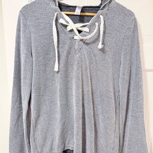 Alternative Heather Gray Lace-Up Hoodie